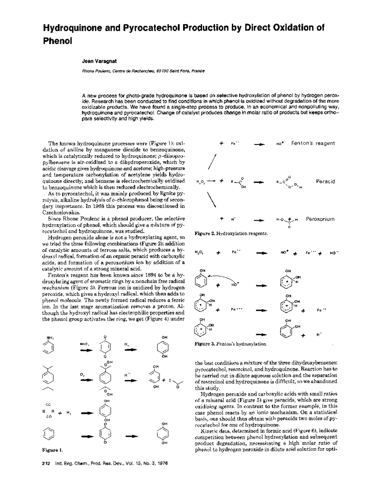 Hydroquinone and Pyrocatechol Production by Direct Oxidation of ...