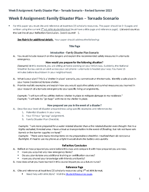 week 7 assignment family disaster plan checklist