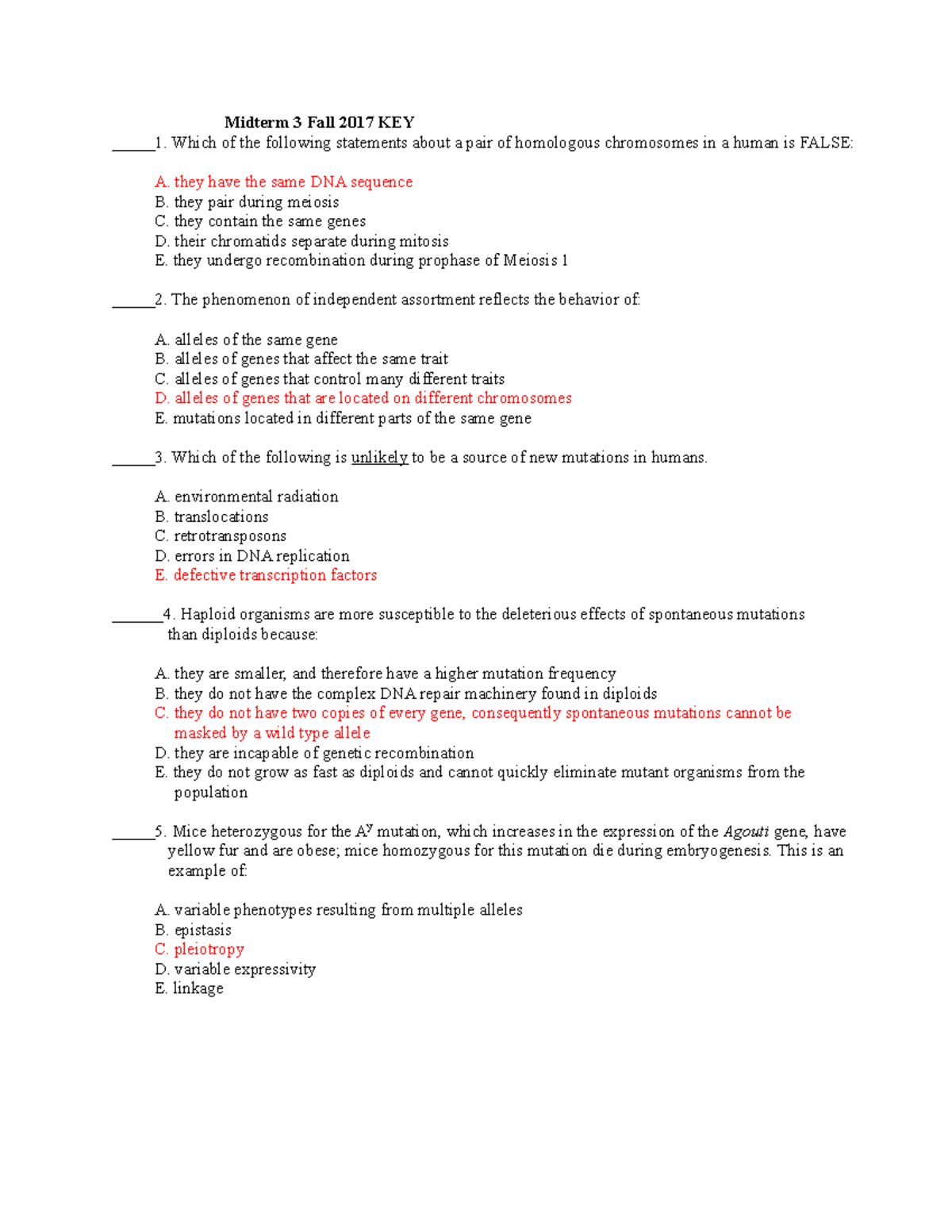 Midterm 3 Key - Practice Exam w/ or w/o solutions - Midterm 3 Fall 2017 ...