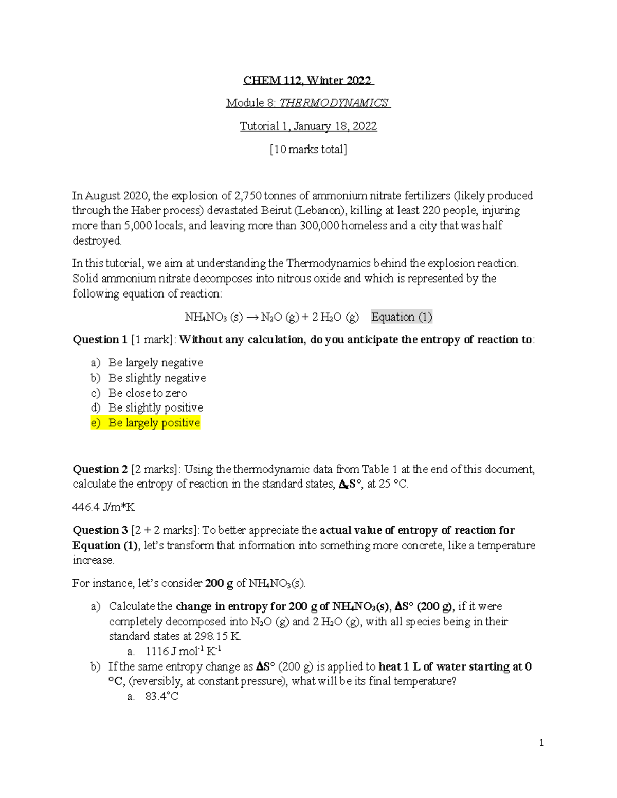 Chem 112 Tutorial 1 - Answers - CHEM 112, Winter 2022 Module 8 ...