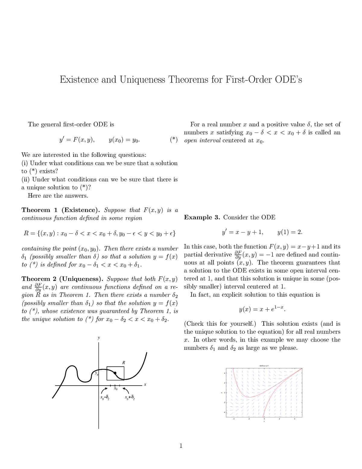 Existence&uniqueness ODE - Existence And Uniqueness Theorems For First ...