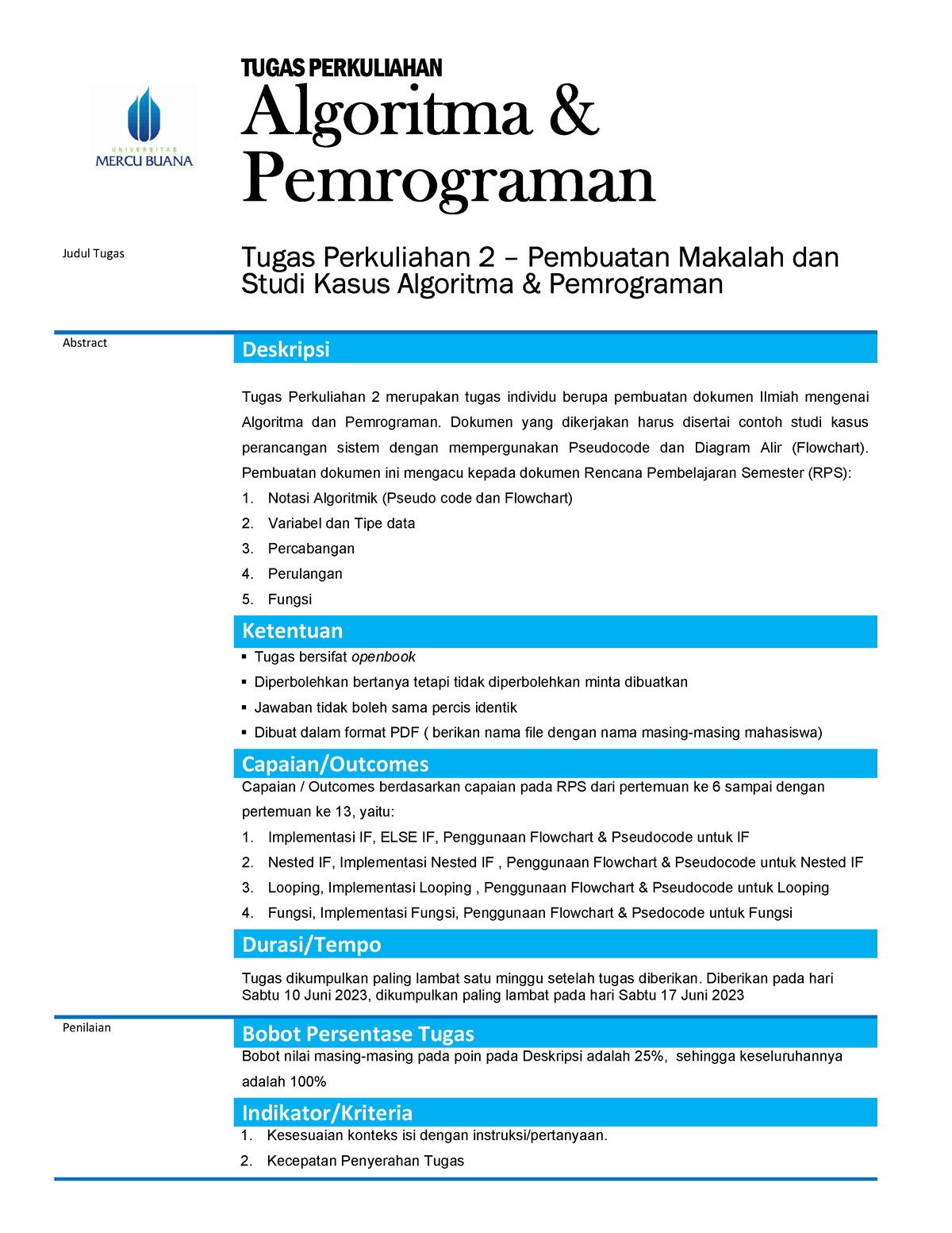 Tugas Perkulihaan 2 - Algoritma Dan Pemrograman - Teknik Informatika ...