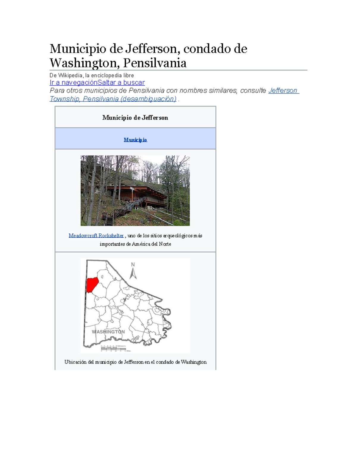 Municipio de Jefferson Municipio de Jefferson Municipio Meadowcroft