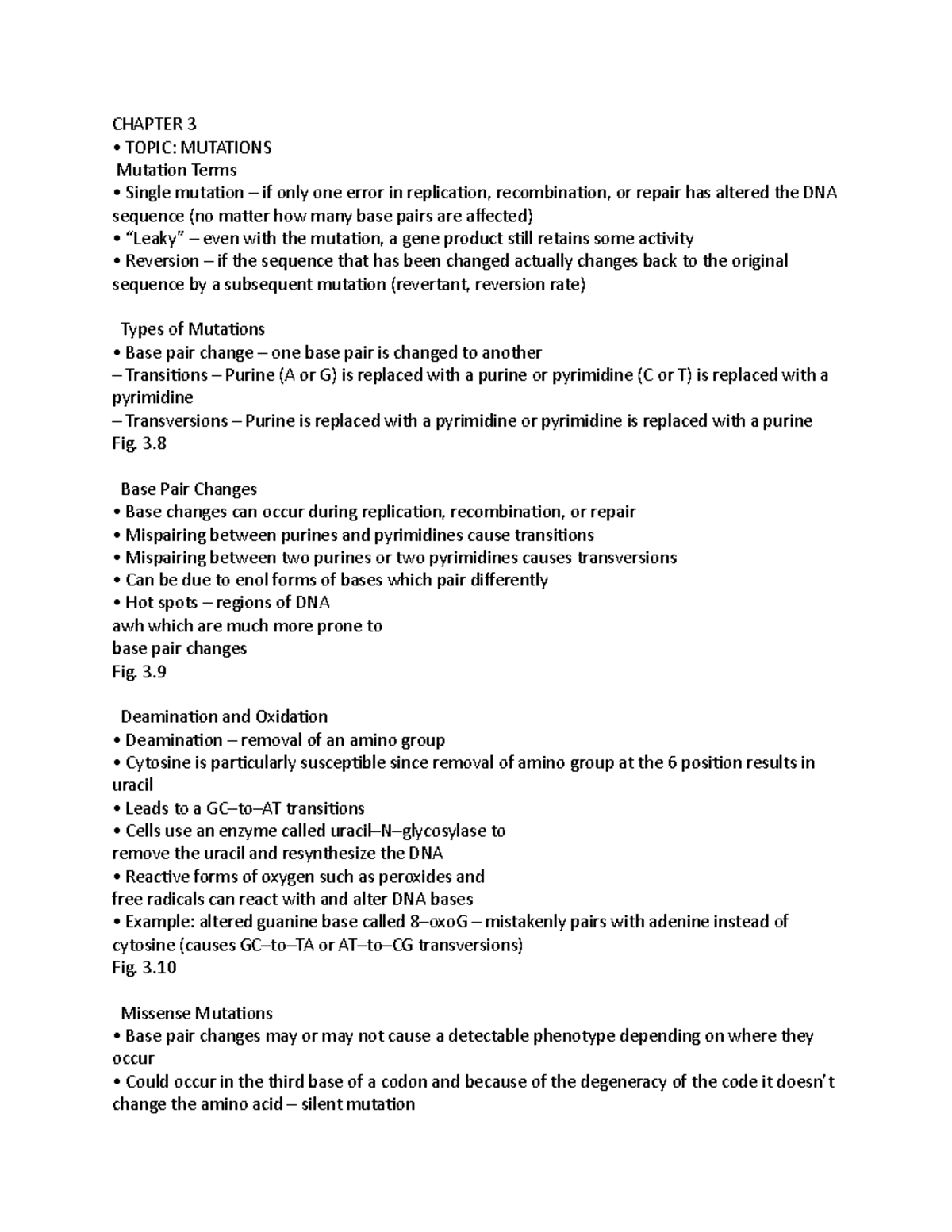 Bac gen 7 - Lecture notes 7 - CHAPTER 3 • TOPIC: MUTATIONS Mutation ...