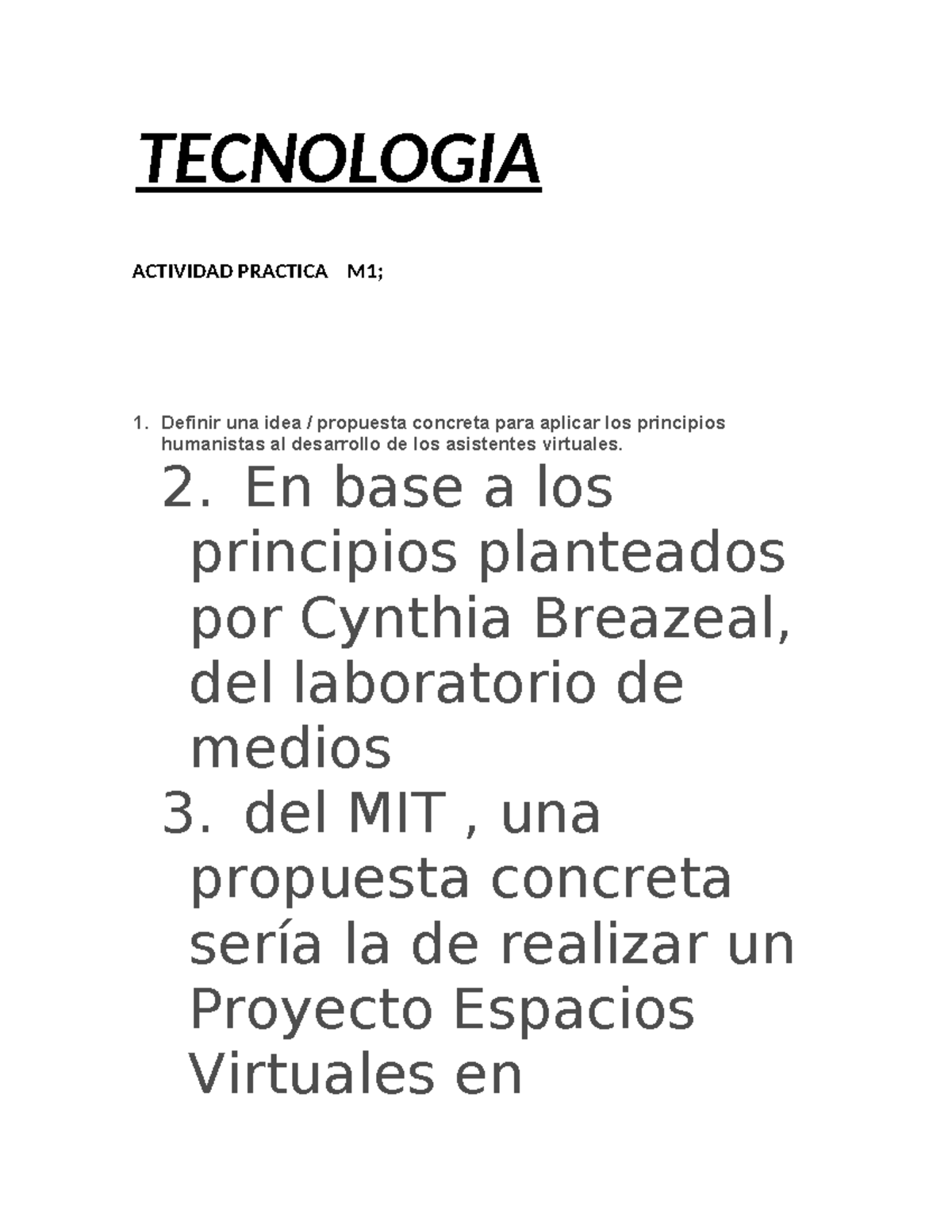 Tecnologia Actividad Practica M1 - TECNOLOGIA ACTIVIDAD PRACTICA M1; 1 ...