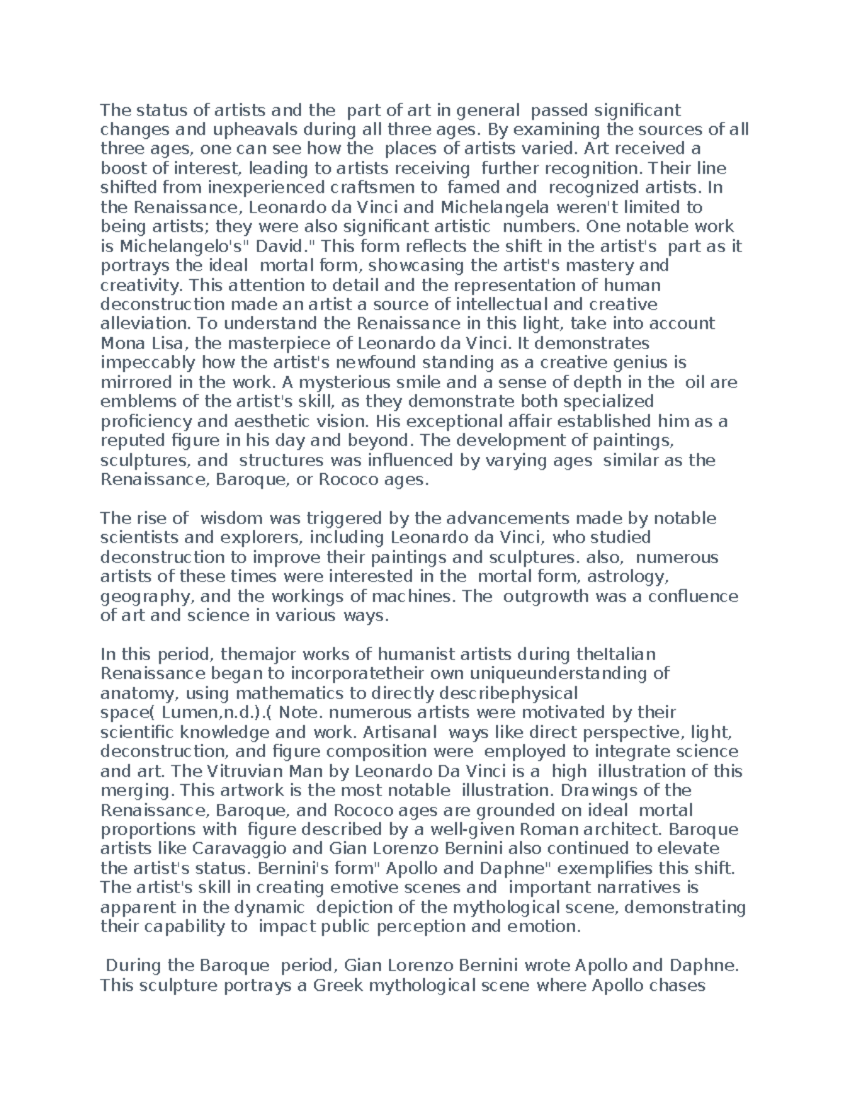 Ahist 1401 Written Assignment 4 - The status of artists and the part of ...
