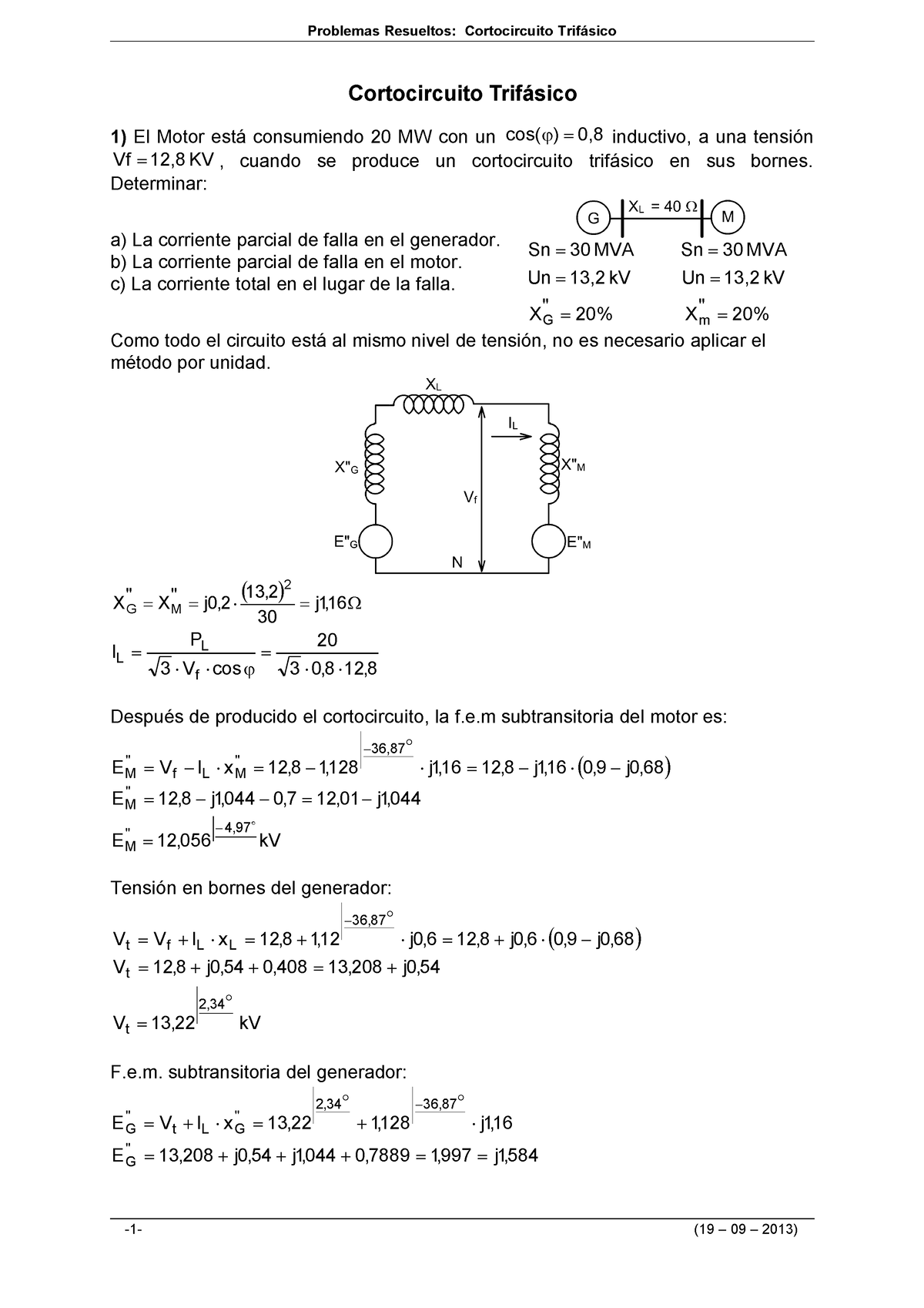 Problemas Resueltos Cortocircuito Trifas - Cortocircuito Trifásico El ...