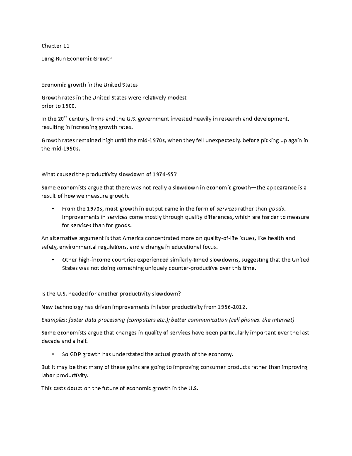 Chapter 11 Lecture Notes 4 - Chapter 11 Long-Run Economic Growth ...