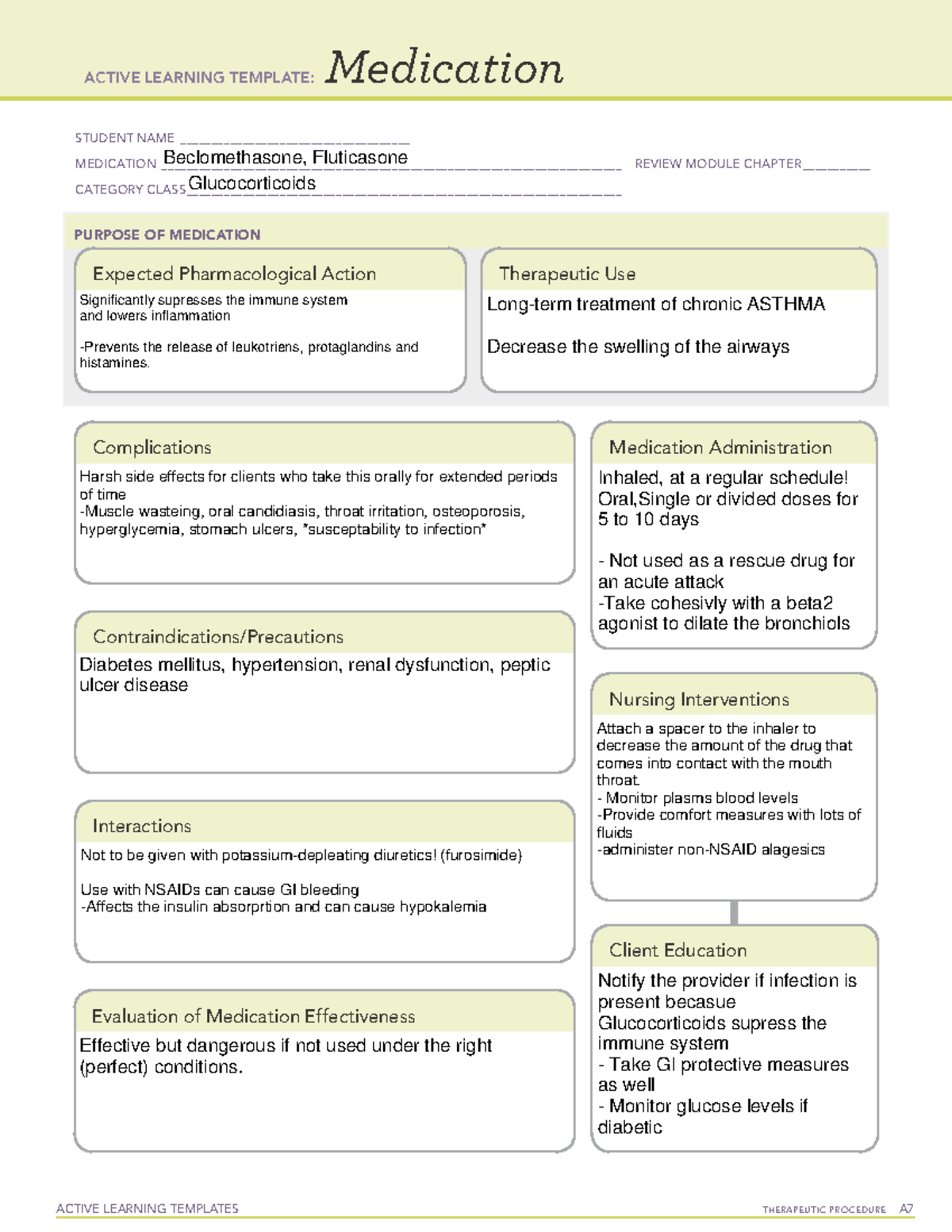 Beclomethasone med card - ACTIVE LEARNING TEMPLATES THERAPEUTIC ...