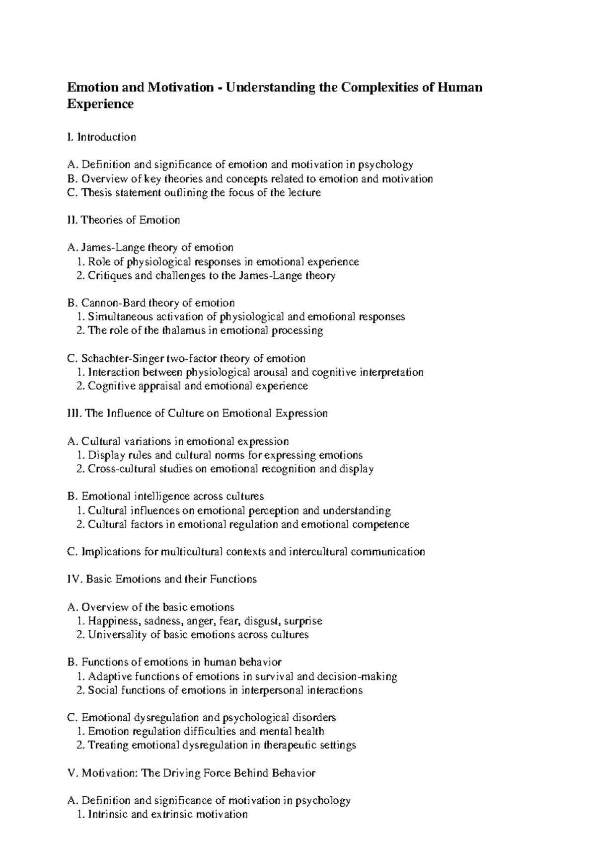 Emotion and Motivation - Understanding the Complexities of Human ...