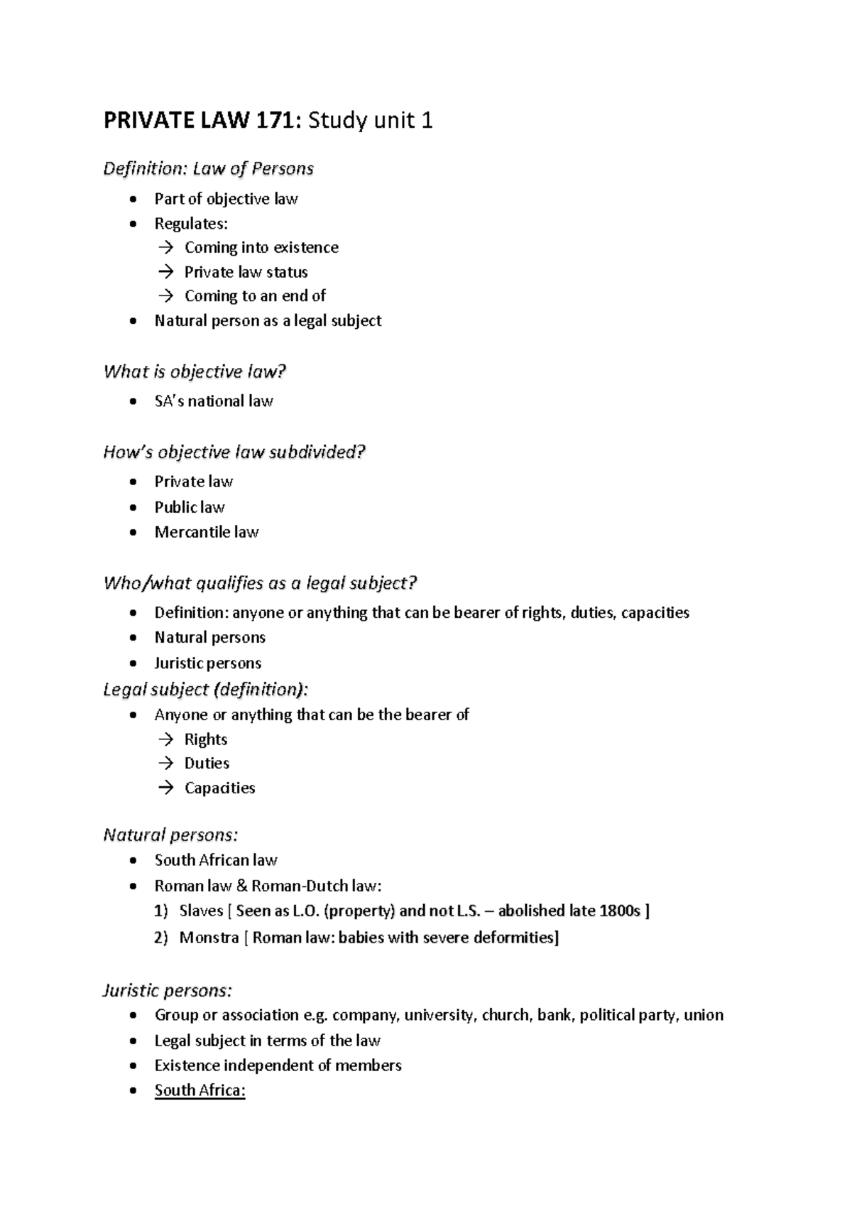 Private LAW 171 Summaries - Warning: TT: Undefined Function: 32 Warning ...