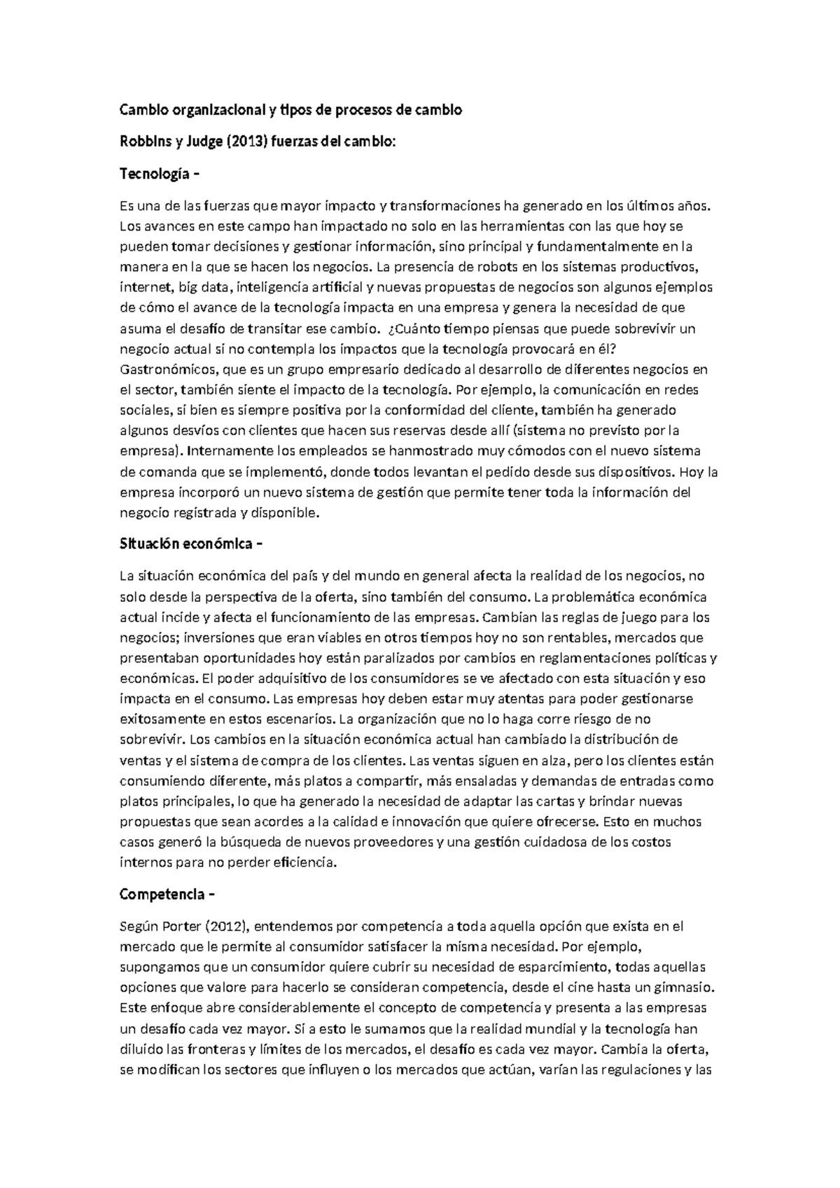 Cambio organizacional y tipos de procesos de cambio - Los avances en ...