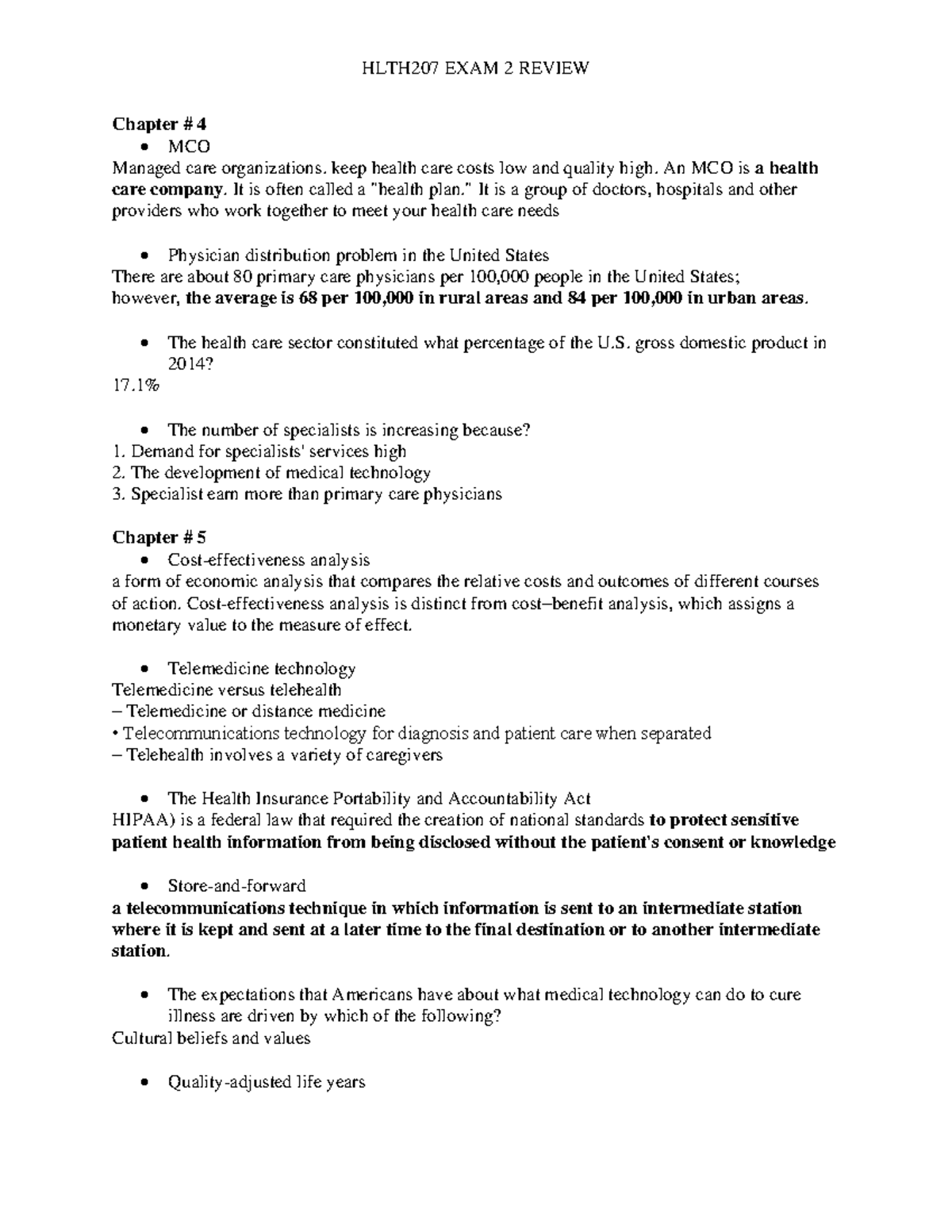 HLTH Exam 2 Review this is the study guide that included everything