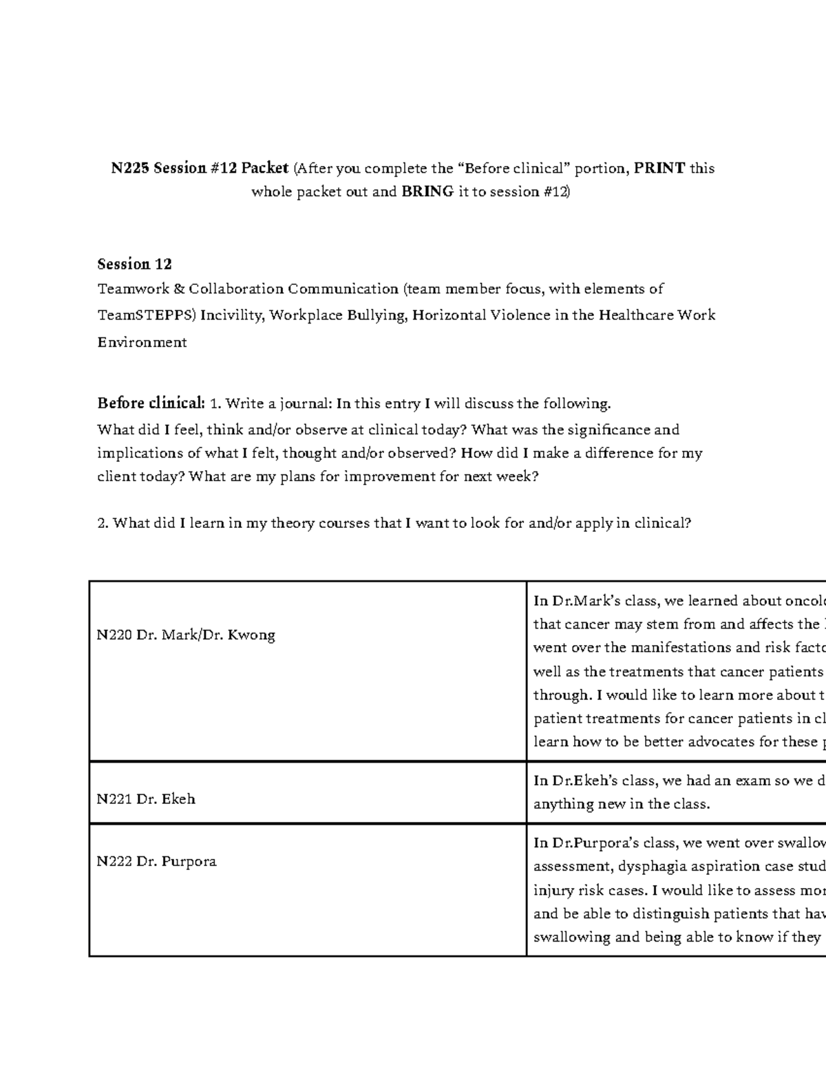 Teamwork Communication Collaboration - N225 Session #12 Packet (After ...