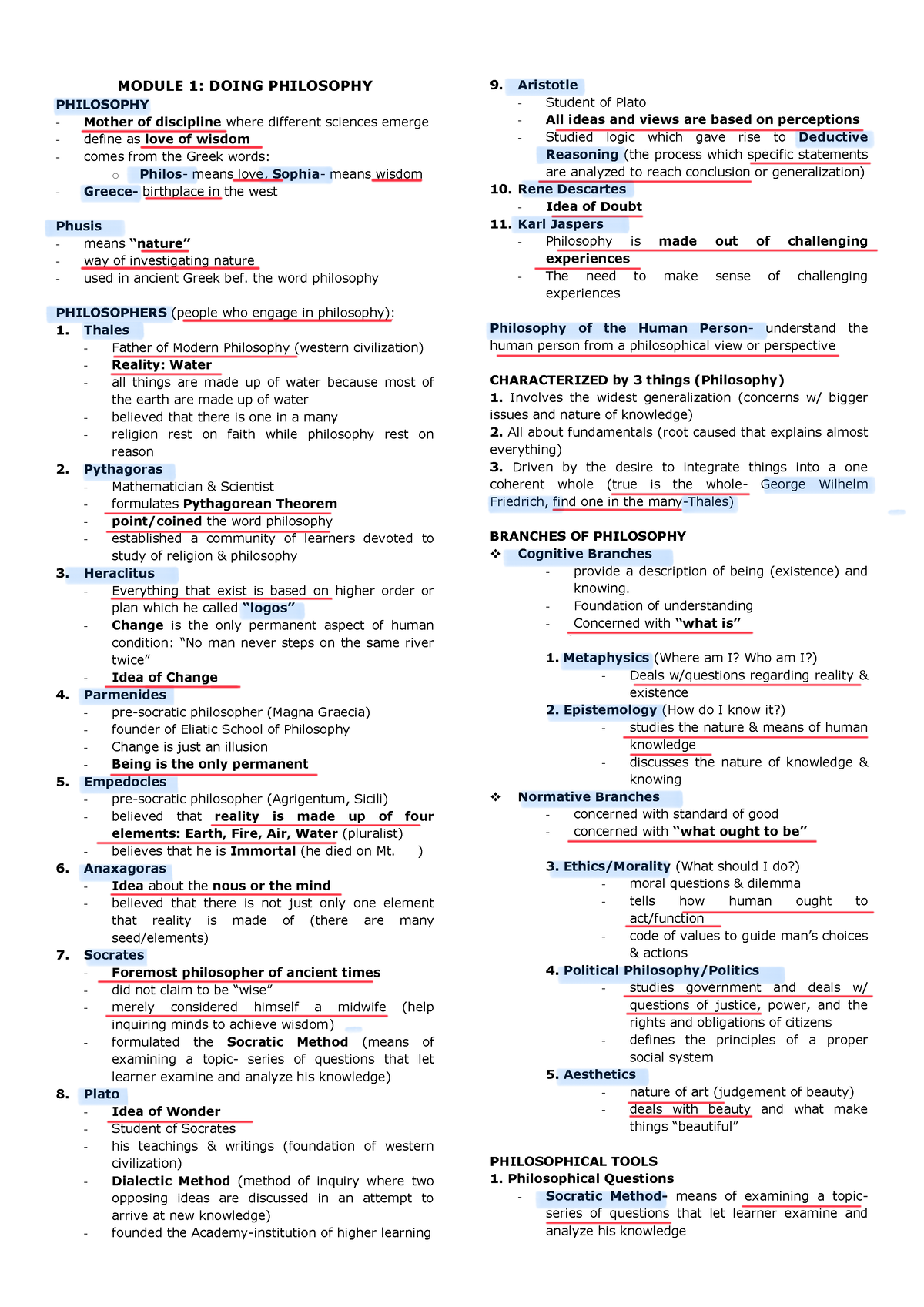 Philosophy- Reviewer 2 - MODULE 1: DOING PHILOSOPHY PHILOSOPHY Mother ...