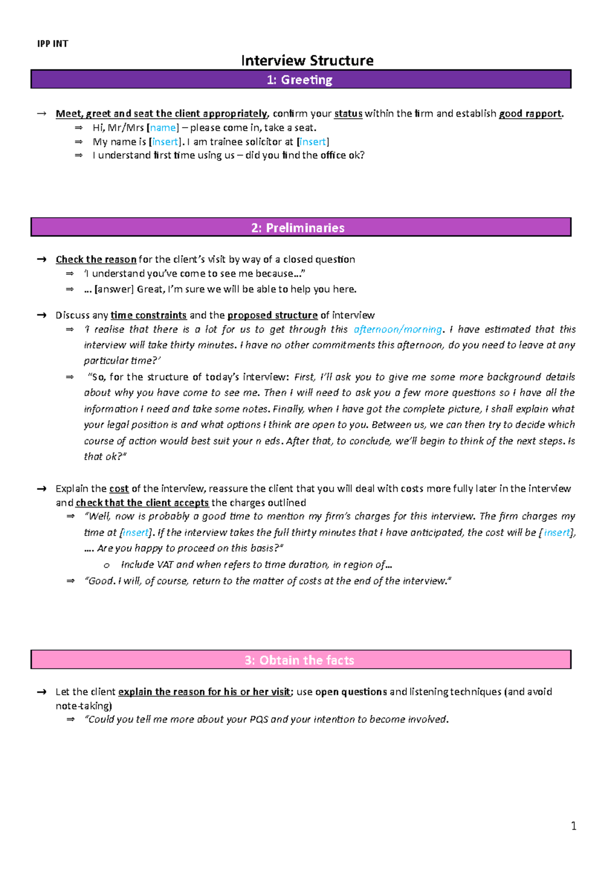 IPP INT - Interview Structure - Studocu