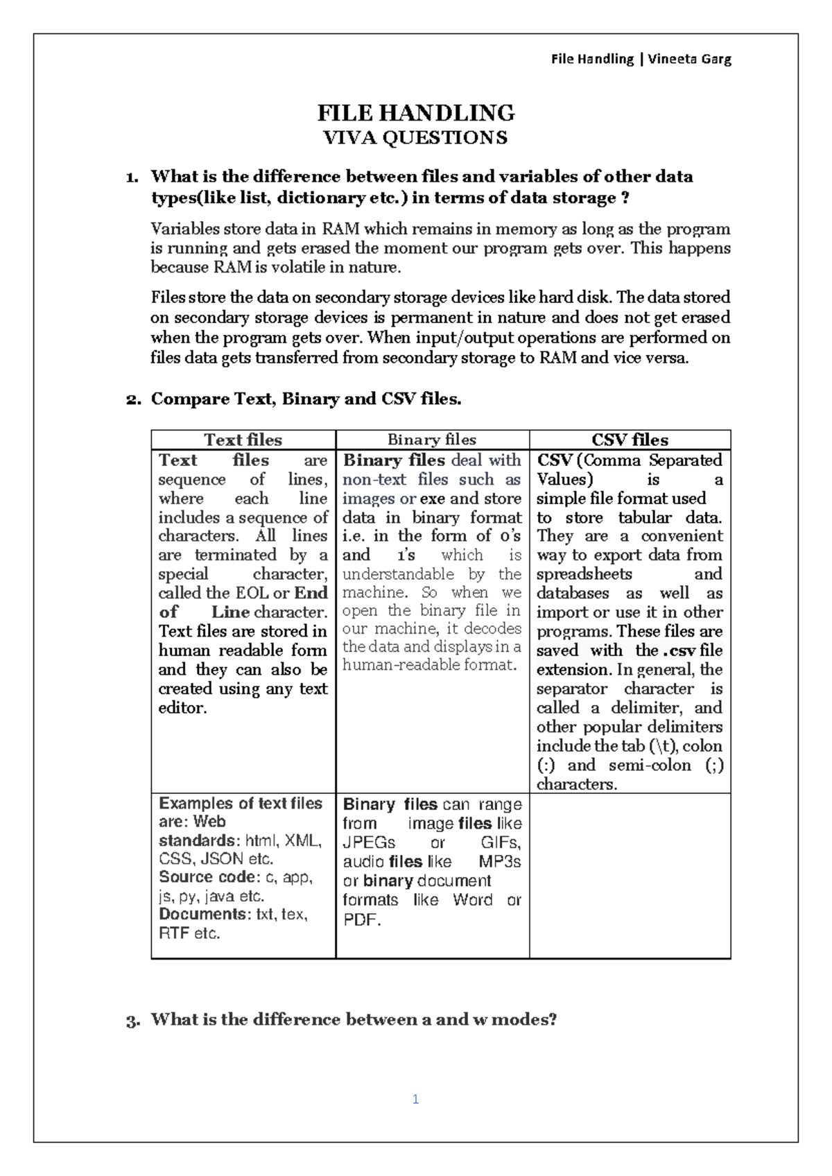 Viva Files viva file data File Handling Vineeta Garg 1 FILE