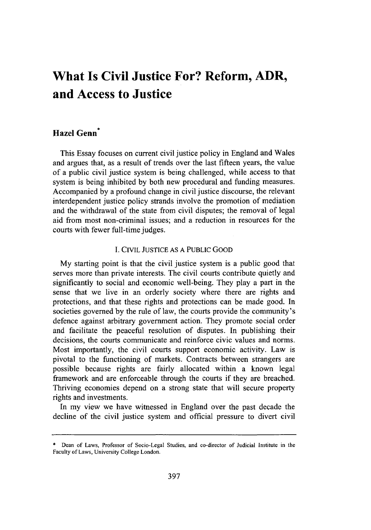 What Is Civil Justice For Seminar 2 Reading What Is Civil Justice 