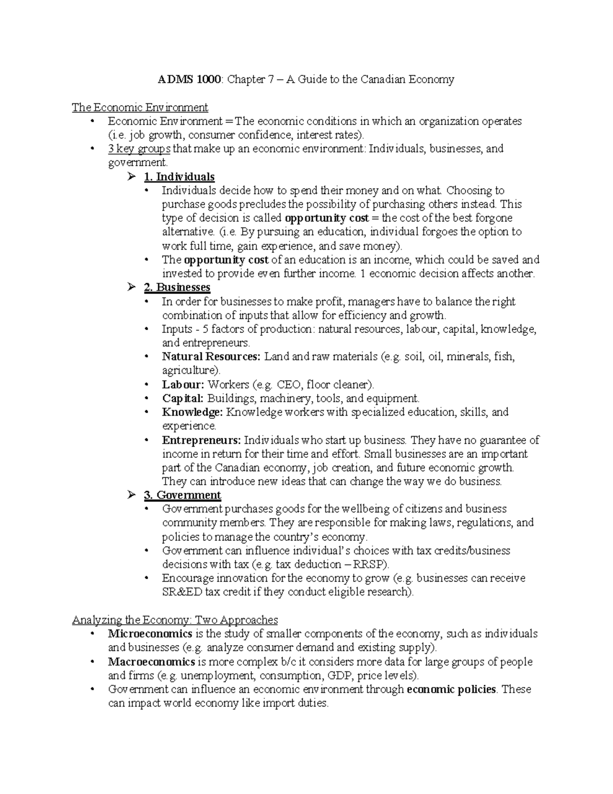 ADMS 1000 CH 7 - Lecture notes 7 - ADMS 1000 : Chapter 7 – A Guide to ...