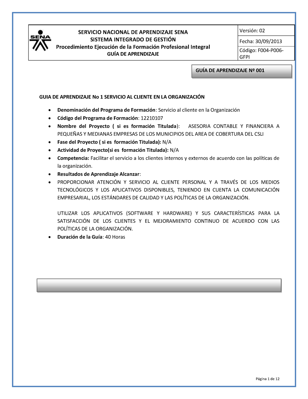 Guia De Aprendizaje Sena Servicio Al Cli Servicio Nacional De Aprendizaje Sena Sistema 6893