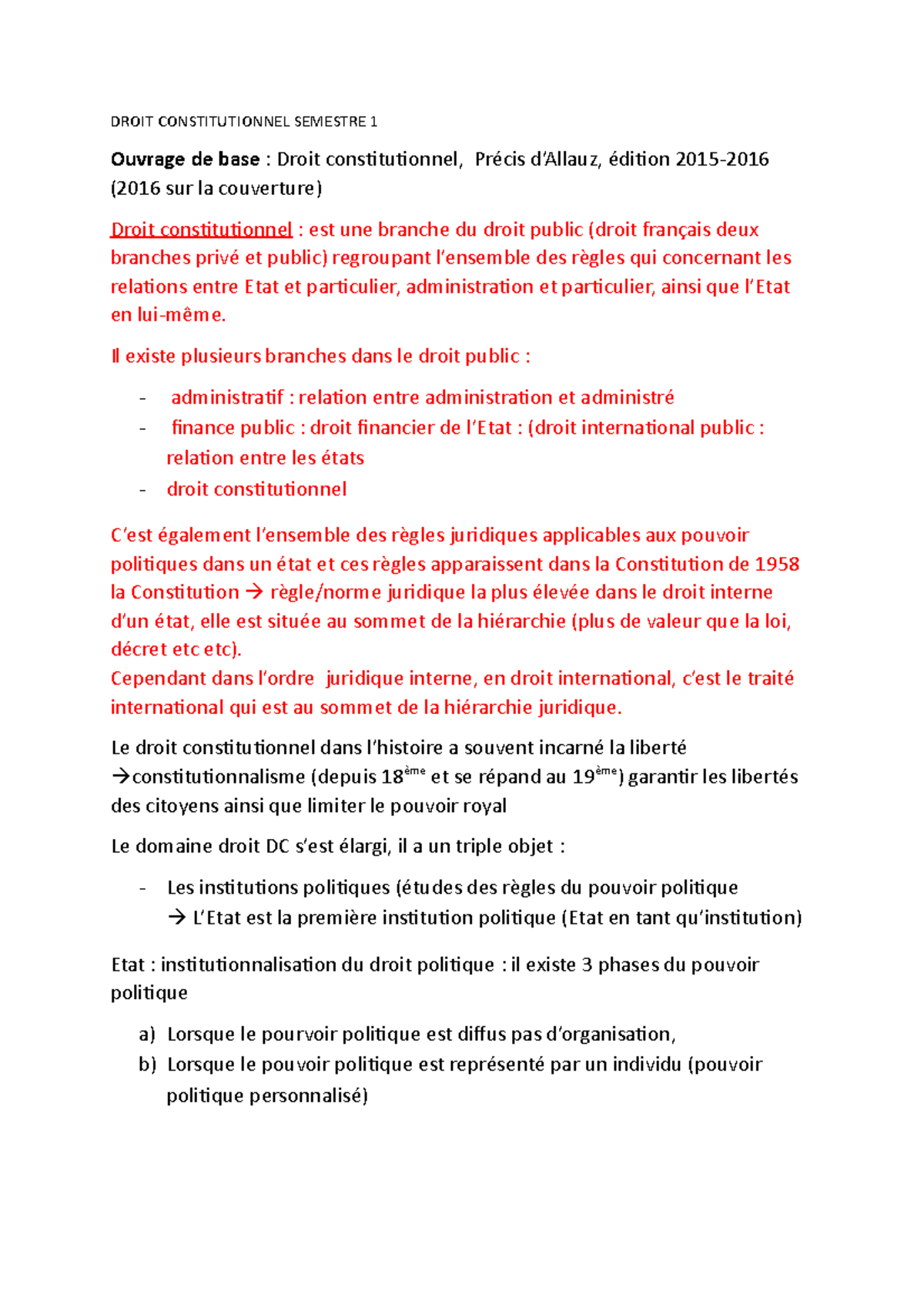 Cours Droit Constitutionnel L1 Semestre 1 Pdf