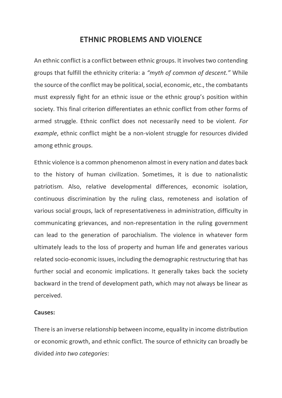 dissertation on ethnic violence