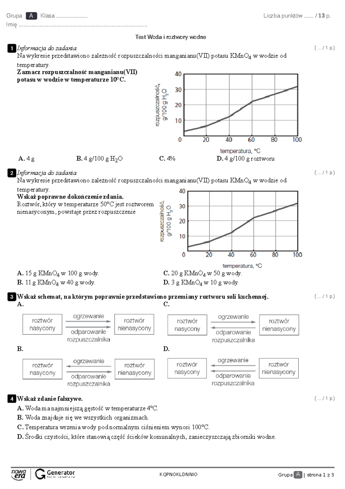 Sprawdzian Z Woda I Roztwory Wodne www.studocu.com