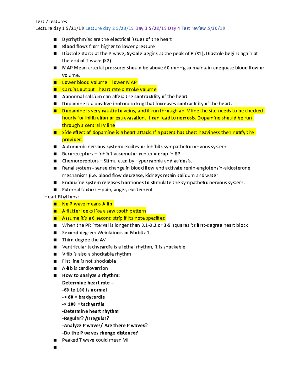 Test 2 Lecture Notes - Study Guide - Lecture Day 1 5/21/19 Lecture Day ...