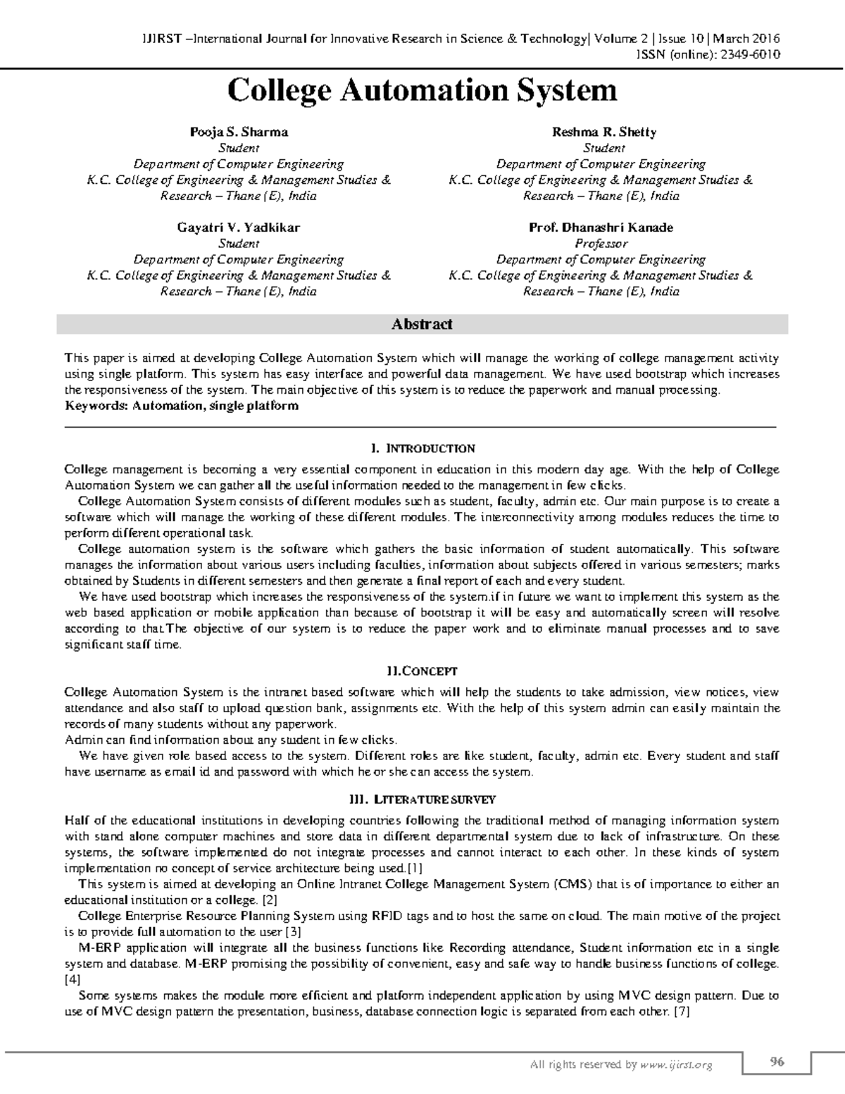 College Automation System - IJIRST – International Journal for ...