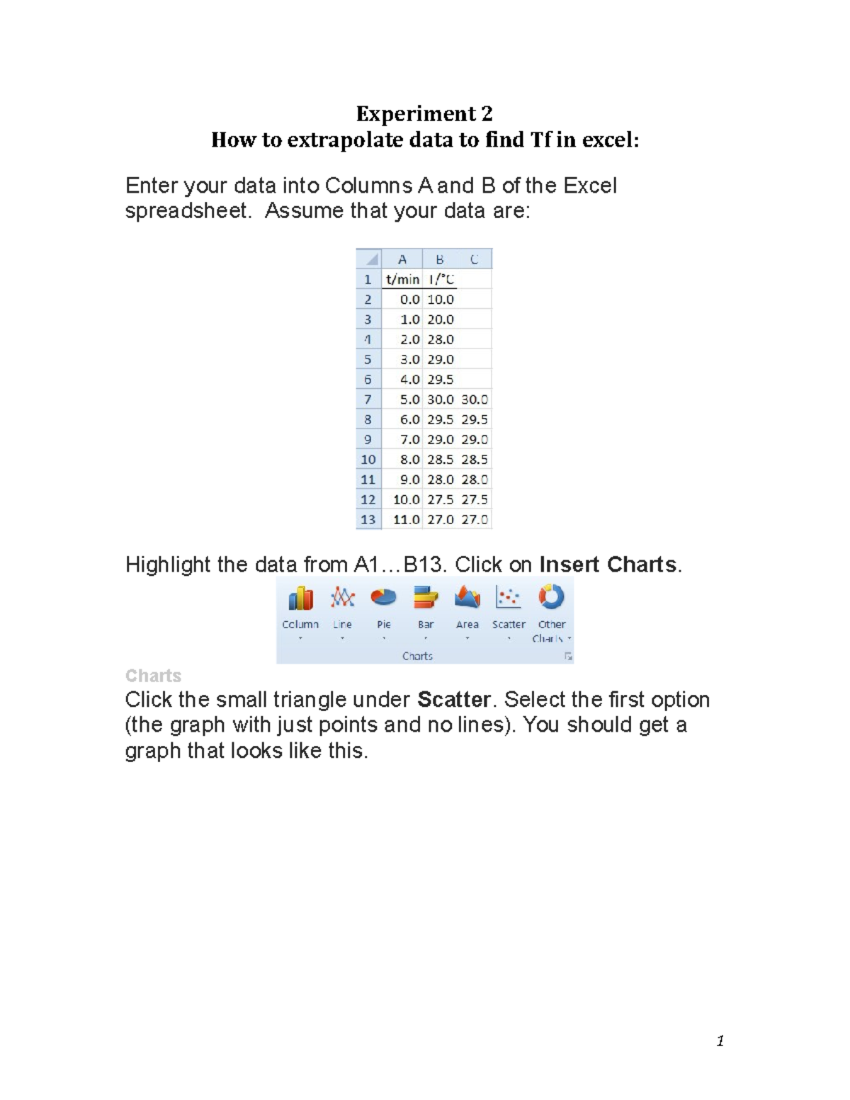Exp 2 How to extrapolate data to find Tf in excel - Experiment 2 How to ...