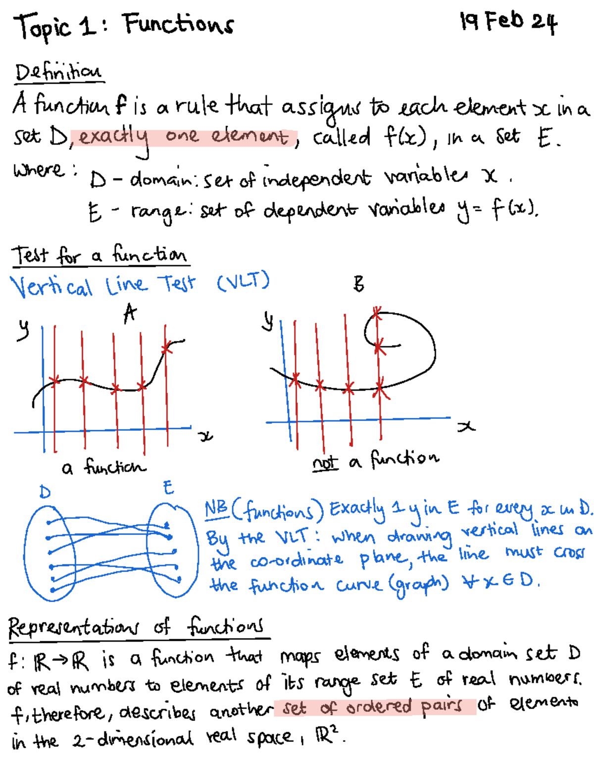 Lecture Notes 1 - Function representations - MTH156s - Studocu