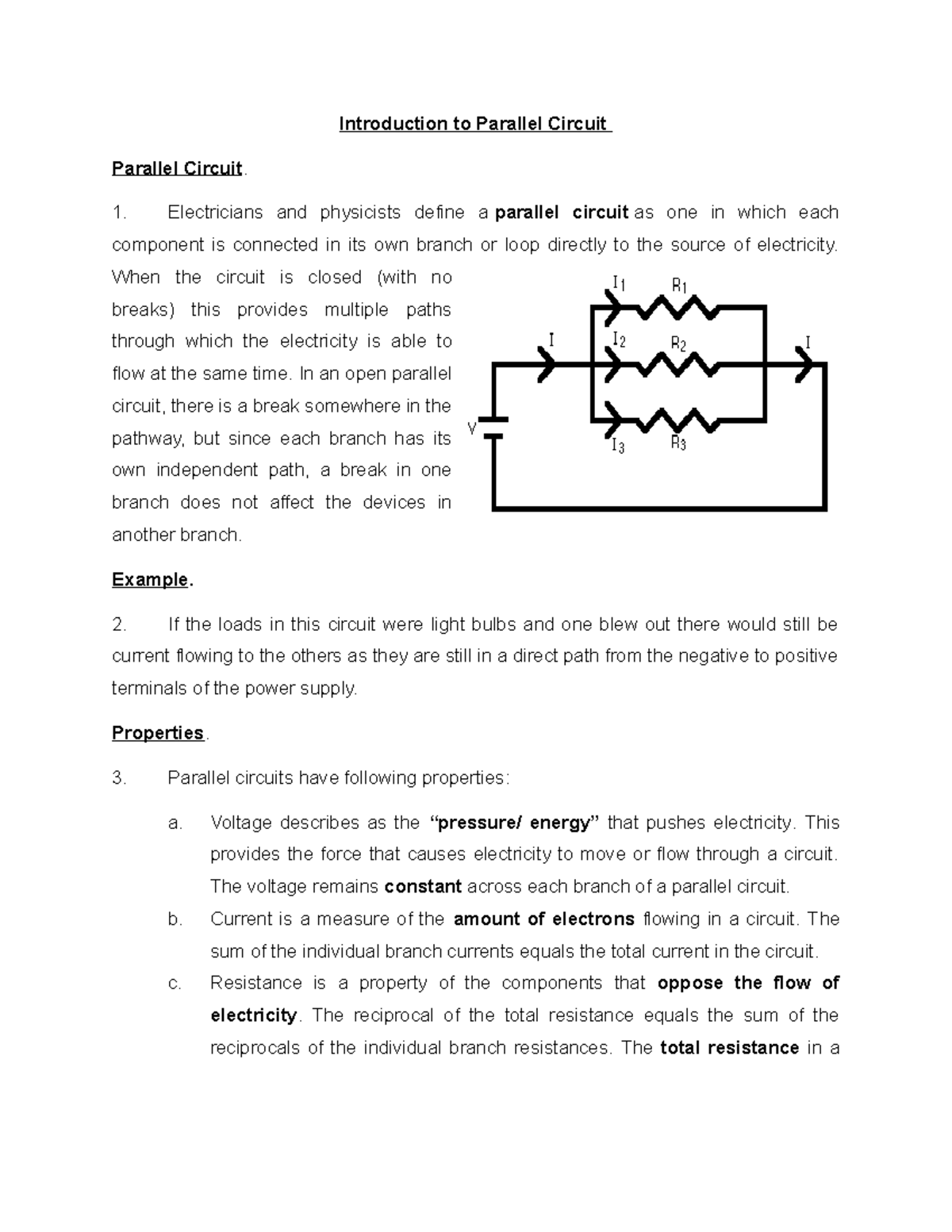 AP Lab Introduction to Parallel Circuit Parallel Circuit