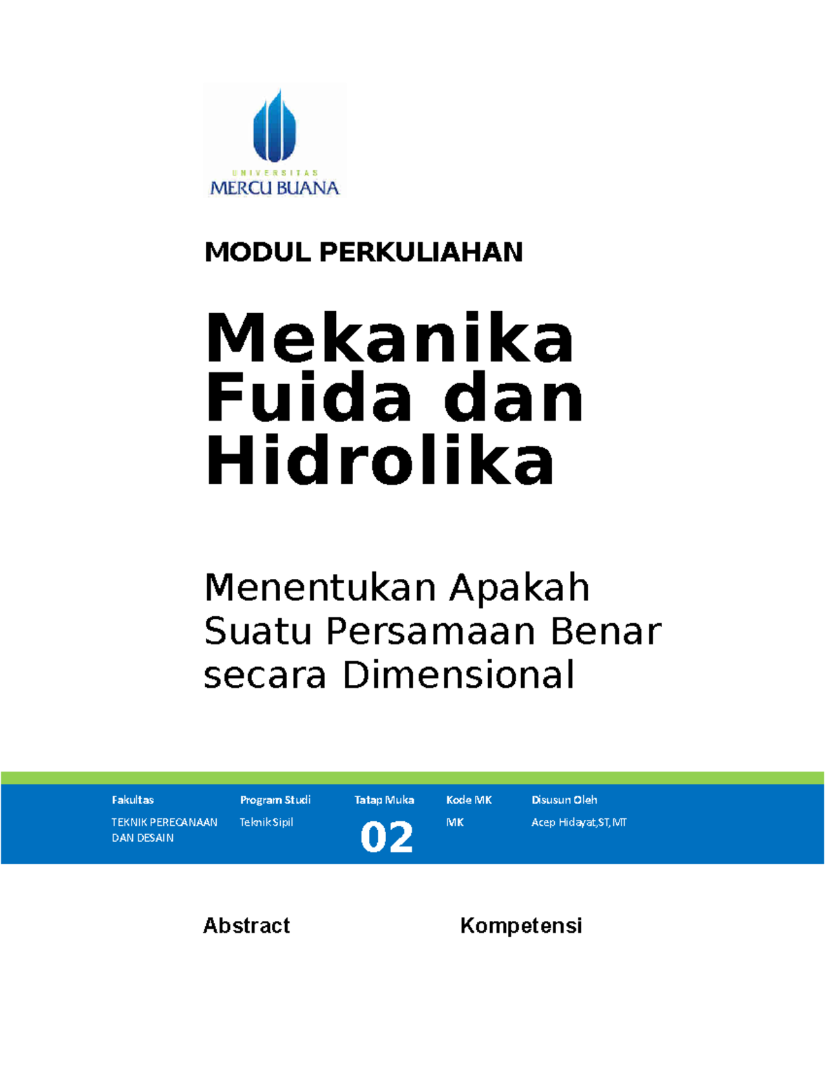 Modul Mekanika Fluida Dan Hidrolika [TM2] - MODUL PERKULIAHAN Mekanika ...