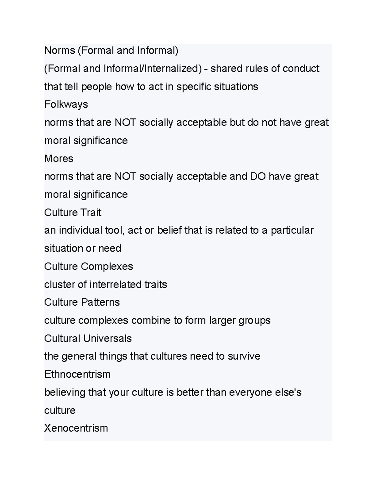 Soc notes 7 - Norms (Formal and Informal) (Formal and Informal ...