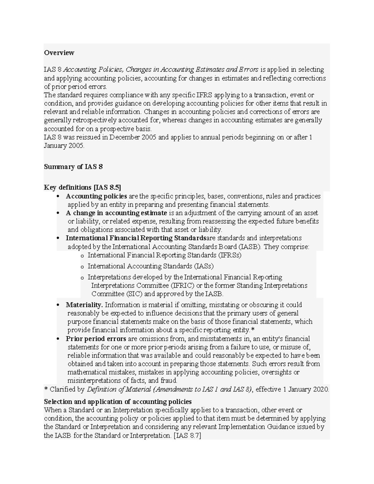 IAS 8-2 - Overview IAS 8 Accounting Policies, Changes in Accounting ...