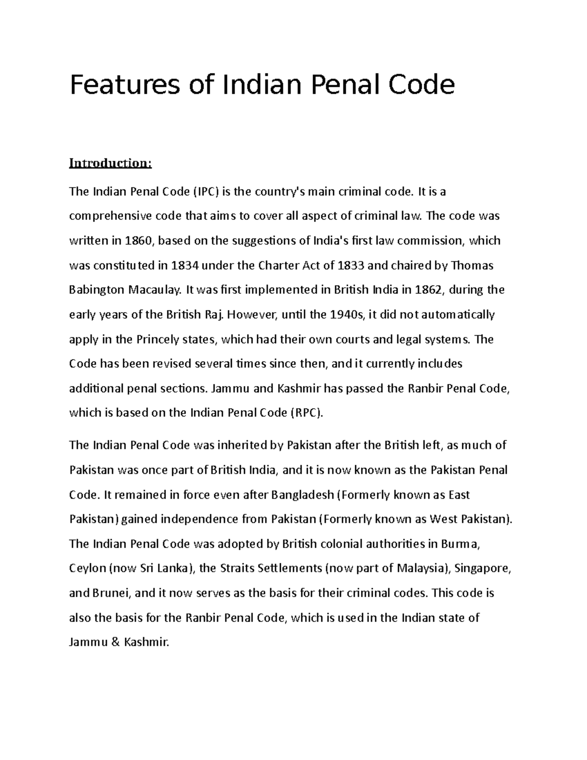 features-of-indian-penal-code-law-of-crimes-i-bhu-studocu