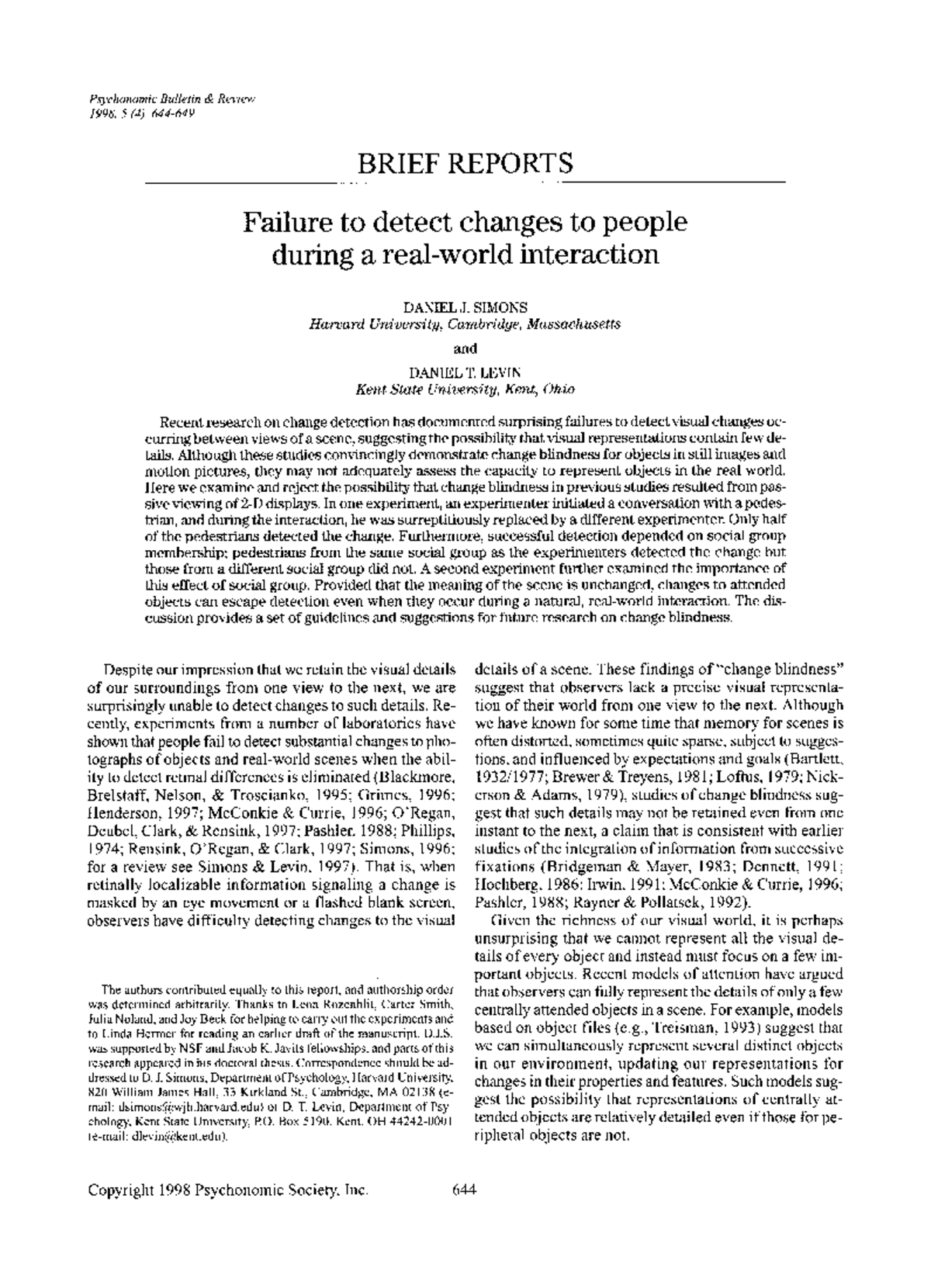 BF03208840 - Shzhxhzh - Psychonomic Bulletin & Review 1998. 5 (4). 644 ...