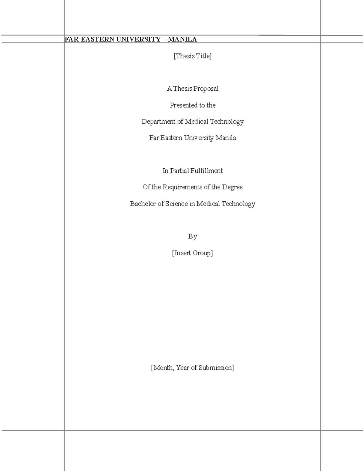 Template for Research 1 - FAR EASTERN UNIVERSITY – MANILA [Thesis Title ...