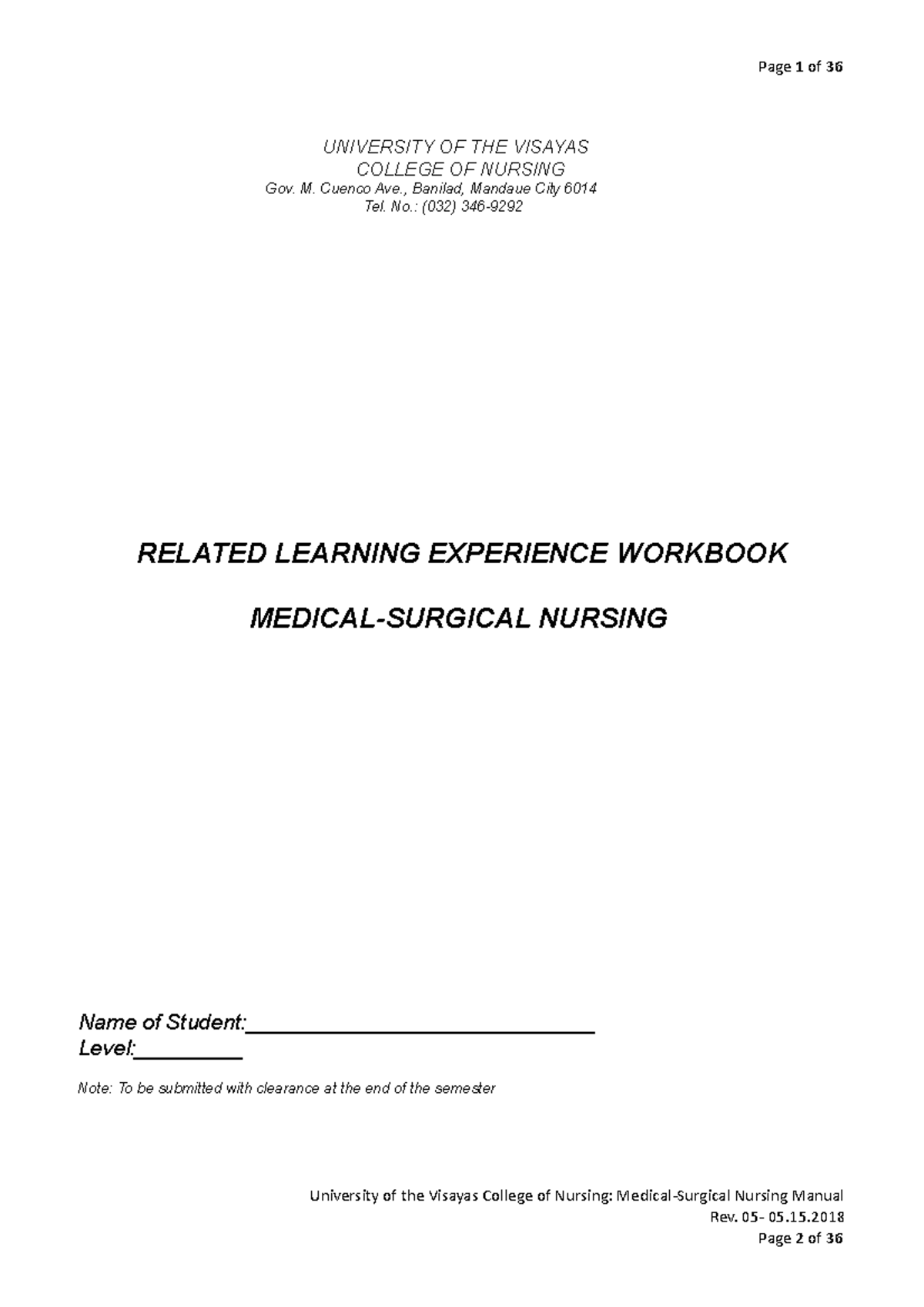 Medical-surgical nursing manual- medsurg - Page 1 of 36 UNIVERSITY OF ...