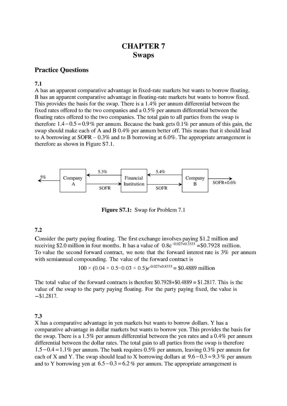 Hull OFOD 11e Solutions Ch 07 GE - CHAPTER 7 Swaps Practice Questions 7 ...