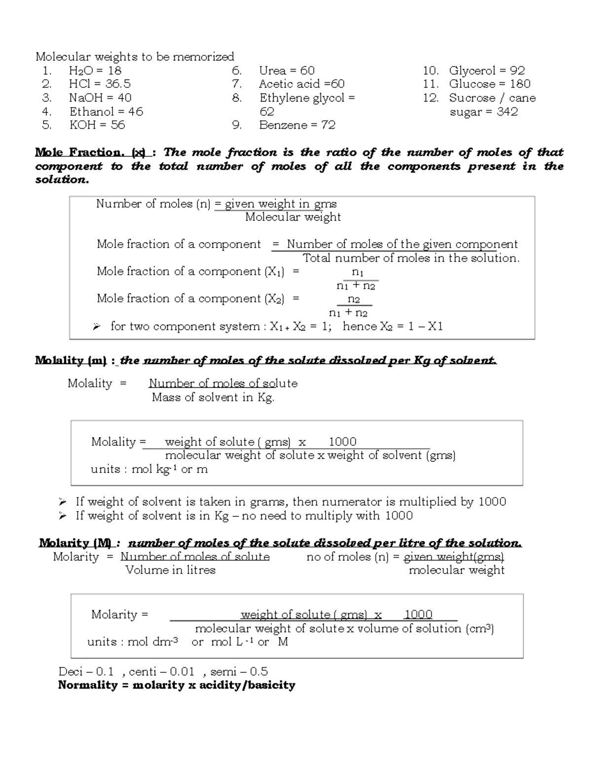 Solution and colligative numericals with formula and answers ...