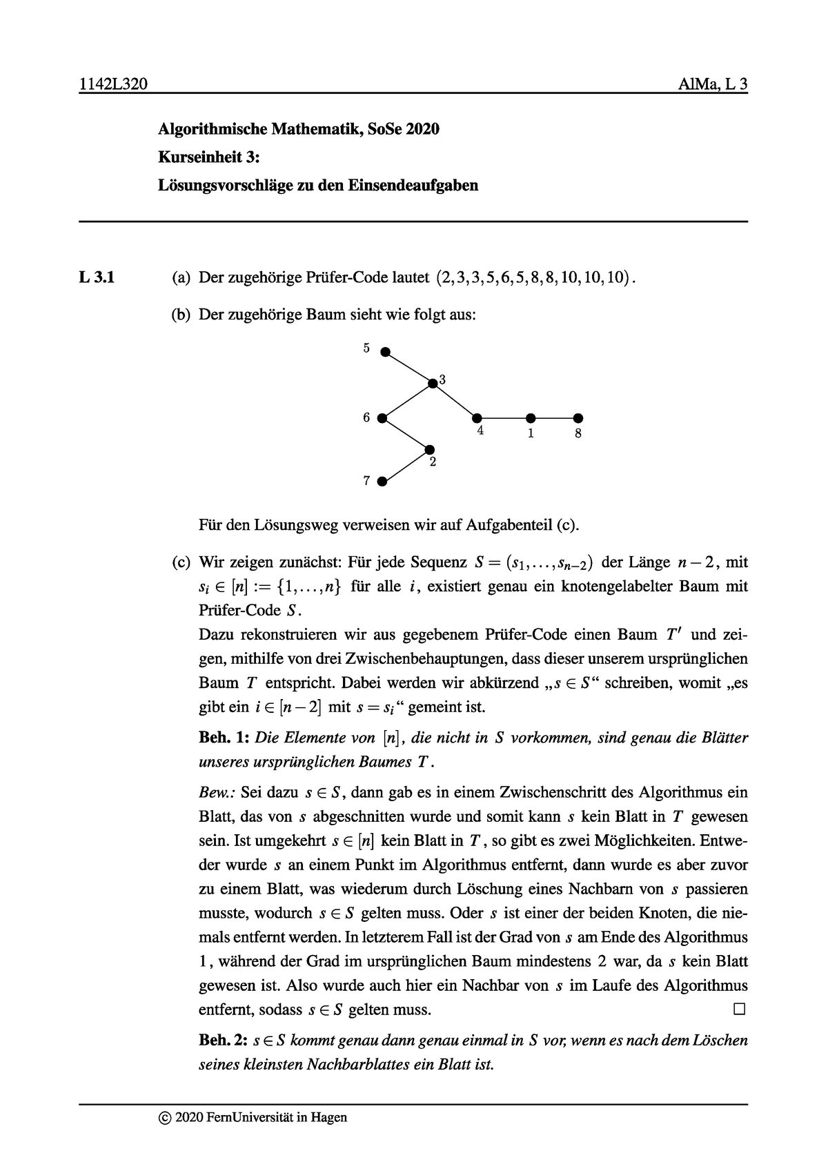 Algorithmische Mathematik (01142) - SS 2020 EA3 L - Studocu