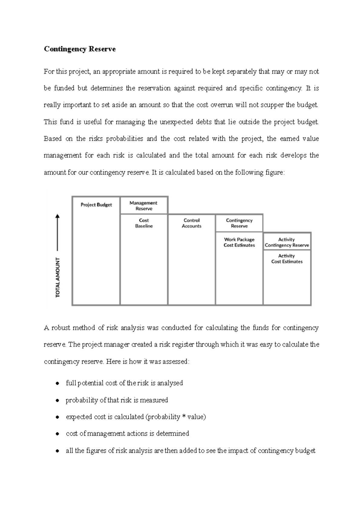 Inter gen jawad's part - Contingency Reserve For this project, an ...