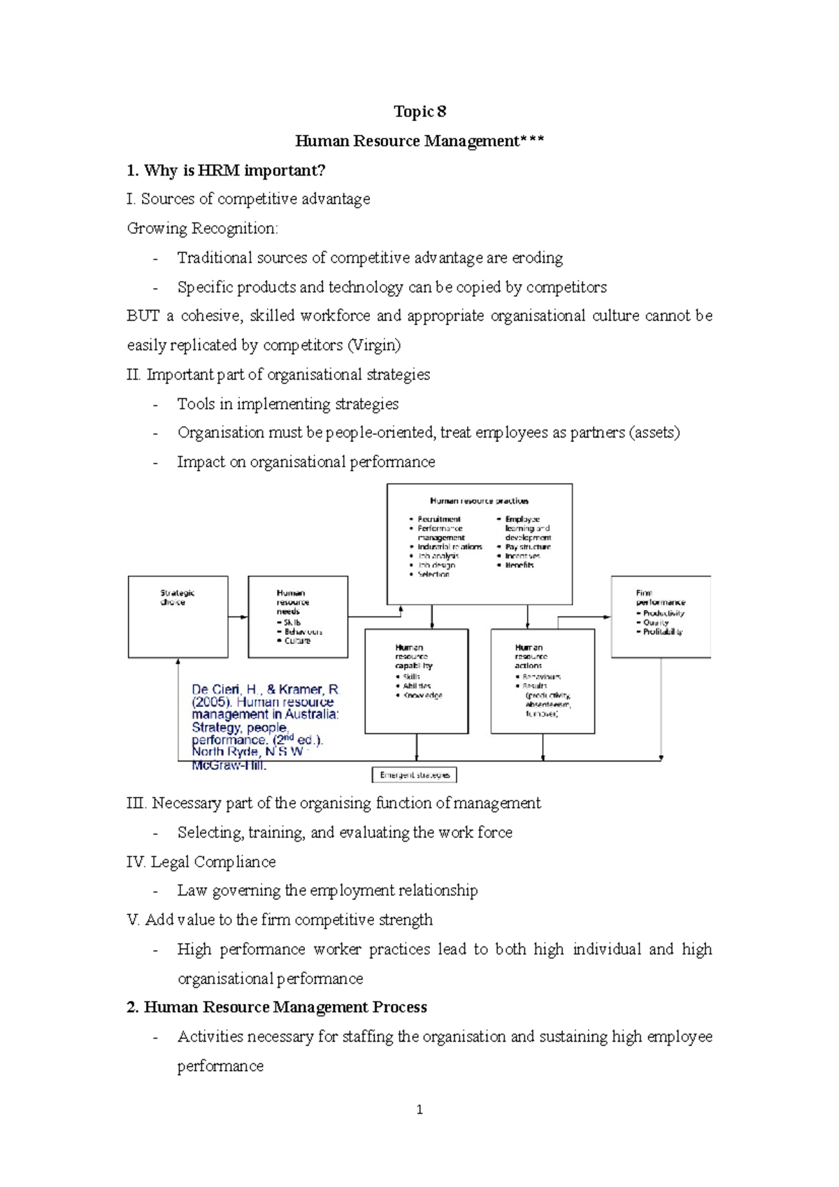 Lecture notes, Topic 8 - human resource management - Topic 8 Human ...