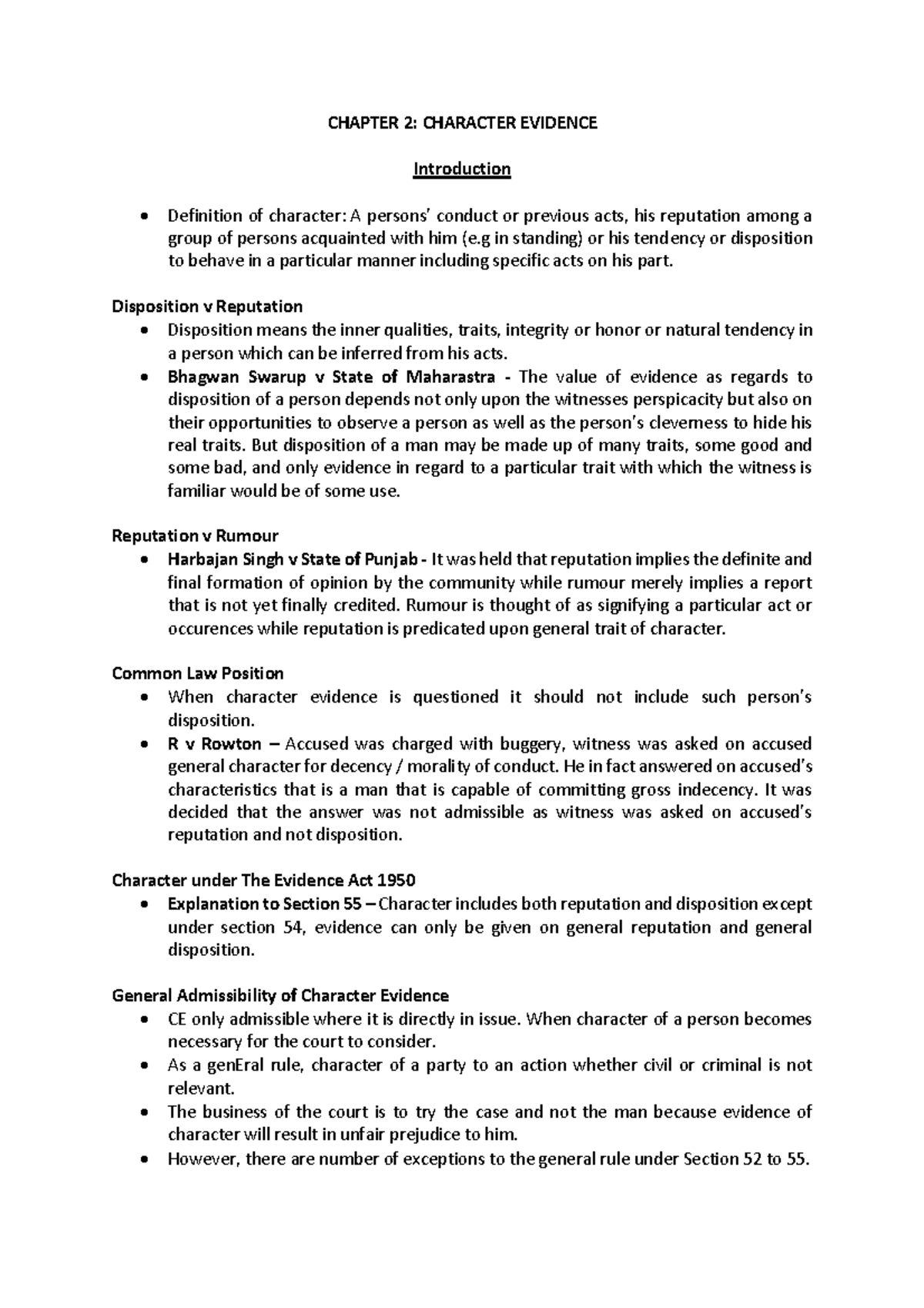 Chapter 2 - Character Evidence - CHAPTER 2: CHARACTER EVIDENCE ...