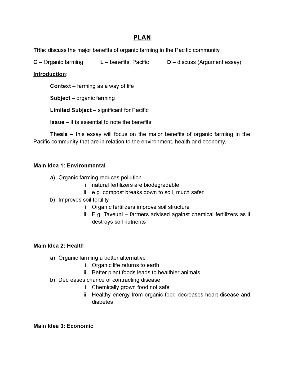 argumentative essay about organic farming