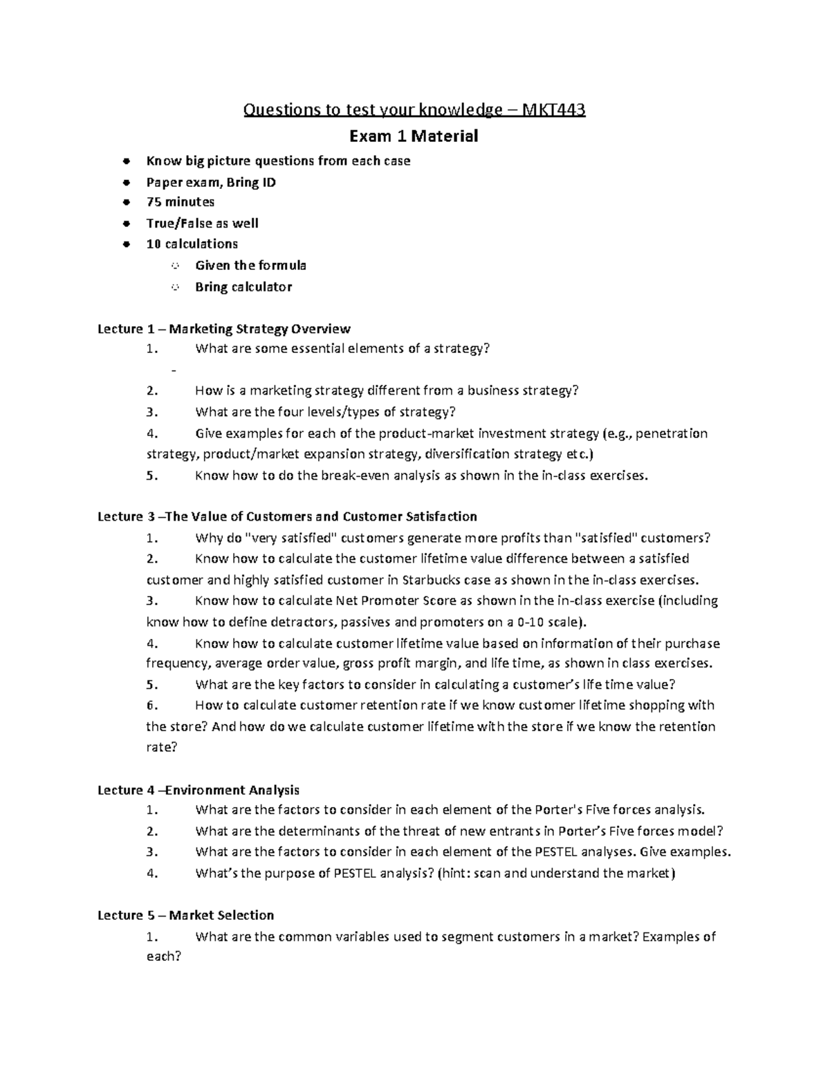 Exam 1 Study Guide - Professor Fulton - Questions To Test Your ...