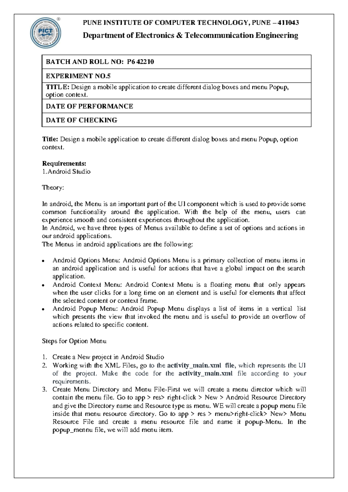 42210 AD5 new - Android Development Assignment - Department of ...