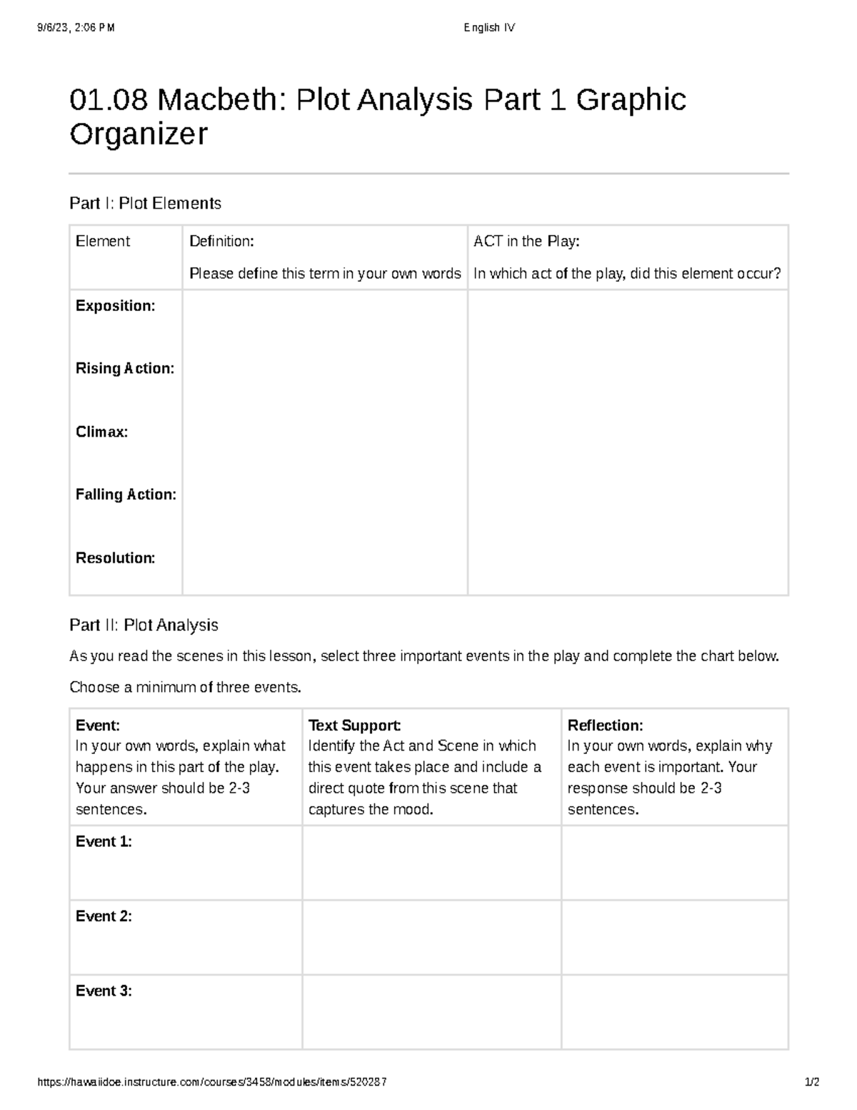 01.08 Macbeth Plot Analysis Part 1 - 9/6/23, 2:06 PM English IV - Studocu