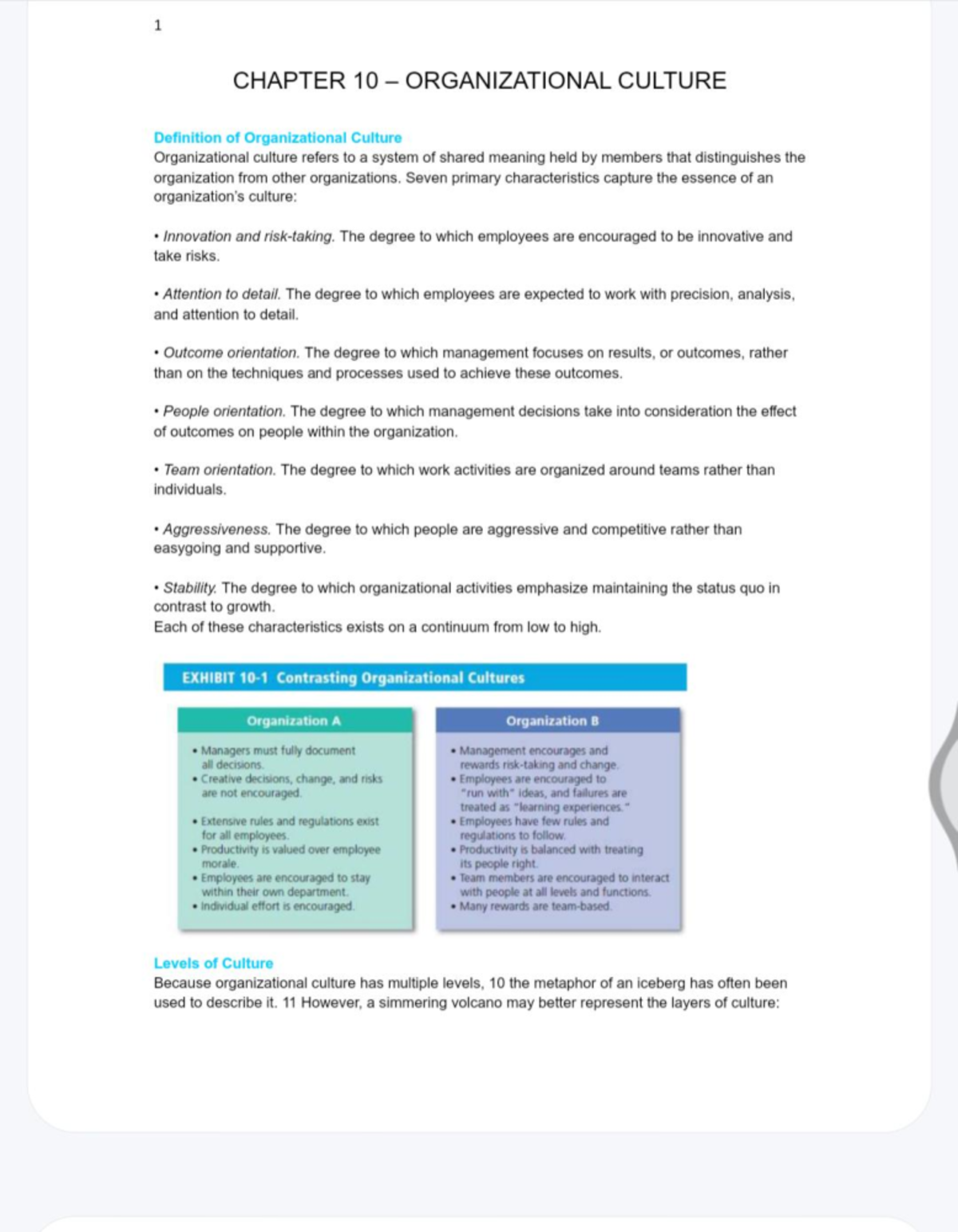 Ch 10 - Ch 10 - CHAPTER 10 – ORGANIZATIONAL CULTURE ...